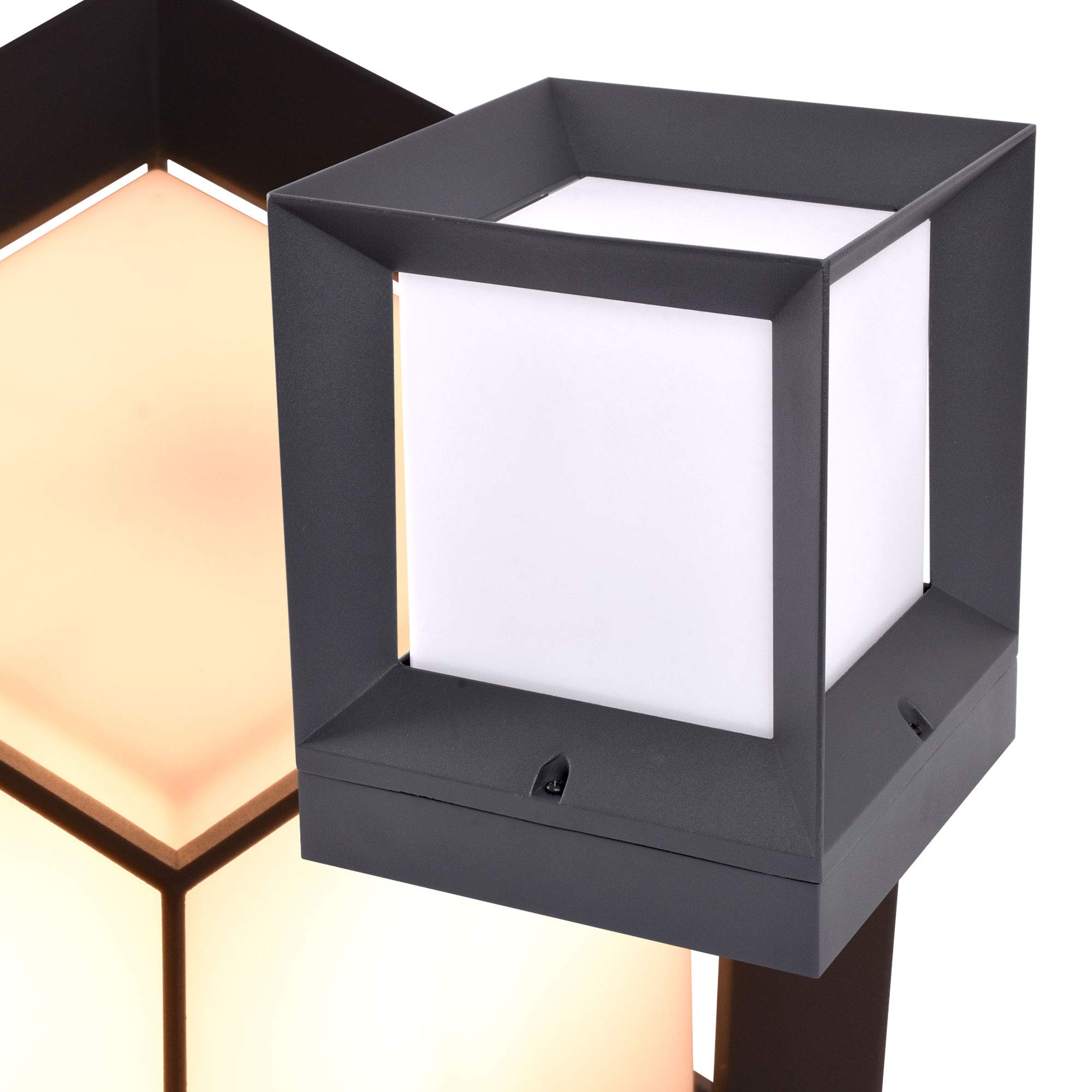 max K O M F O R T Kubische Aussenlampe E27 Sockelleuchte Pfostenleuchte Pfeilerleuchte Aussenleuchte Standleuchte Wegeleuchte Gartenlampe würfelförmig PAX 1425B Anthrazit (220x270x220mm)