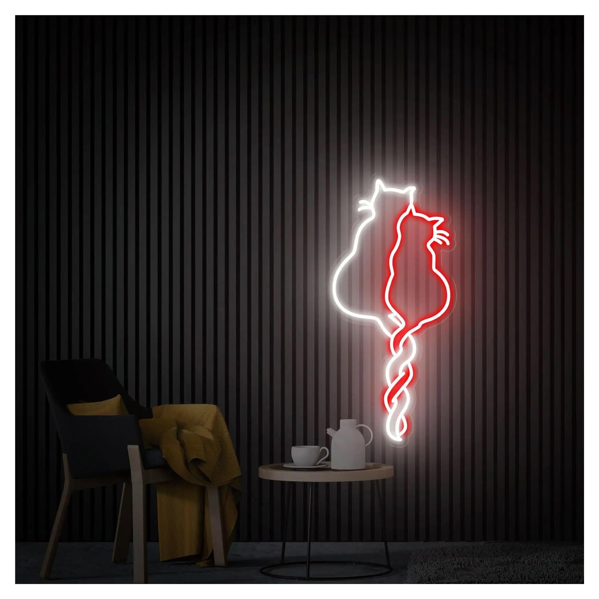 LED néon signe Panneau Néon LED Pour Chat Alimenté Par USB Pour Amoureux Des Chats Salle De Jeux Mariage Bébé Anniversaire Crèche Décoration Murale 40cmx20cm(UNE)