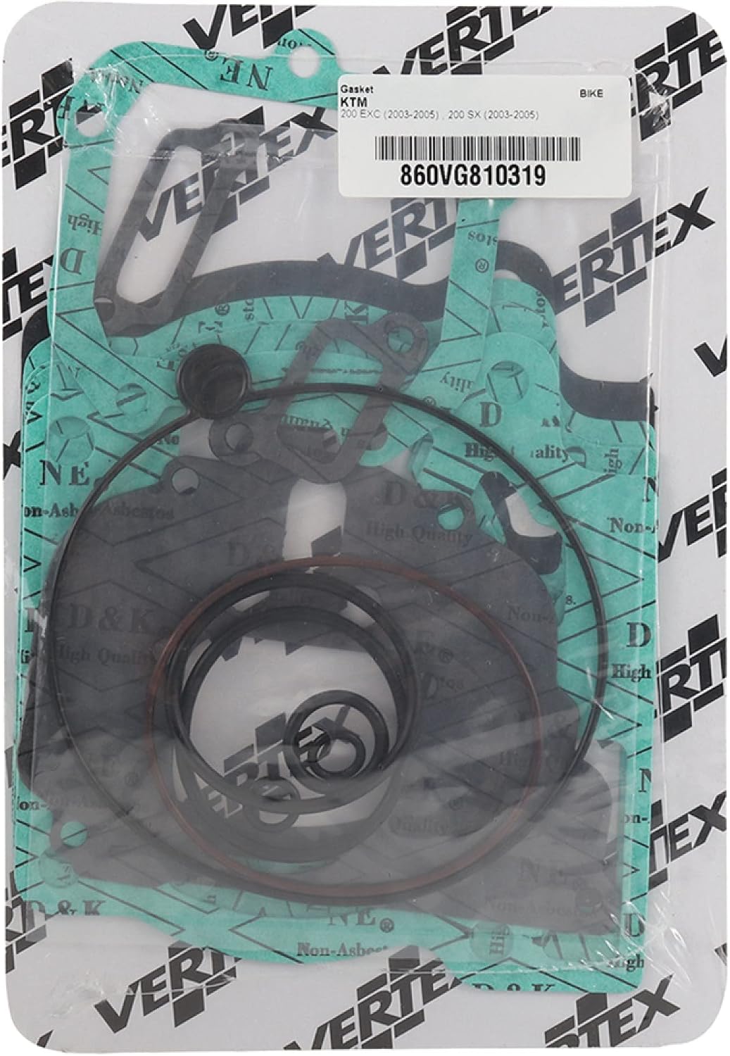 Vertex Top End Piston Kit Compatible with/Replacement for KTM 200 EXC (03-05), 200 XC (06-09), 200 XC-W (06-16)