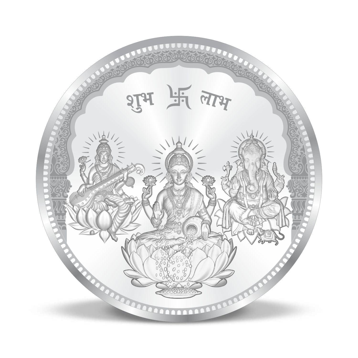 Precious Moments BIS Hallmarked Silver Coin Laxmi Ganesha and Saraswati 999 Pure Silver available in 10/20/50/100 gram.