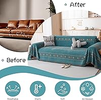 Vista 243 de VClife funda boho de sofá de felpilla para sofá seccional, funda antideslizante para sofá de 2 plazas, protector para mascotas con borlas, funda