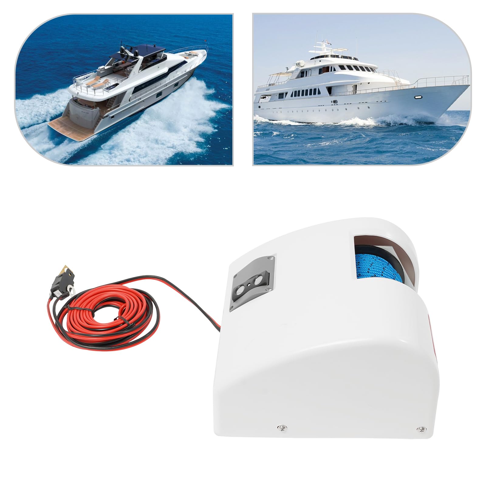 OUGWFYANG 45LBS Electric Anchor Winch, 12v Boat Anchor Wench with Remote Control Electric Boat Winch with 100-Feet Anchor Rope (45LBS)