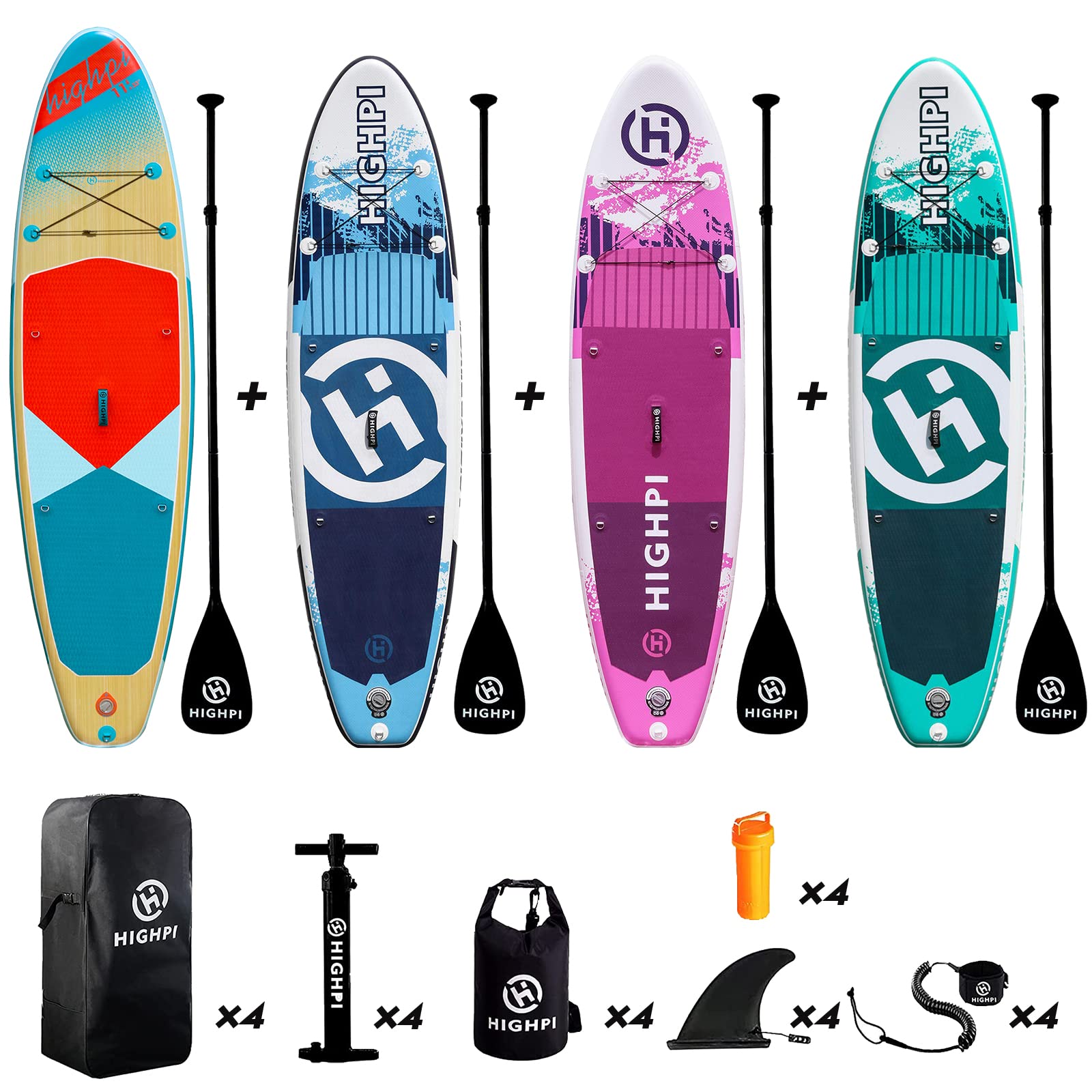 HighpiInflatable Stand Up Paddle Board 11'/10'6''/x33''/32''x6''W Premium SUP Accessories & Backpack, Wide Stance, Surf Control, Non-Slip Deck, Leash, Paddle and Pump, Standing Boat for Youth & Adult