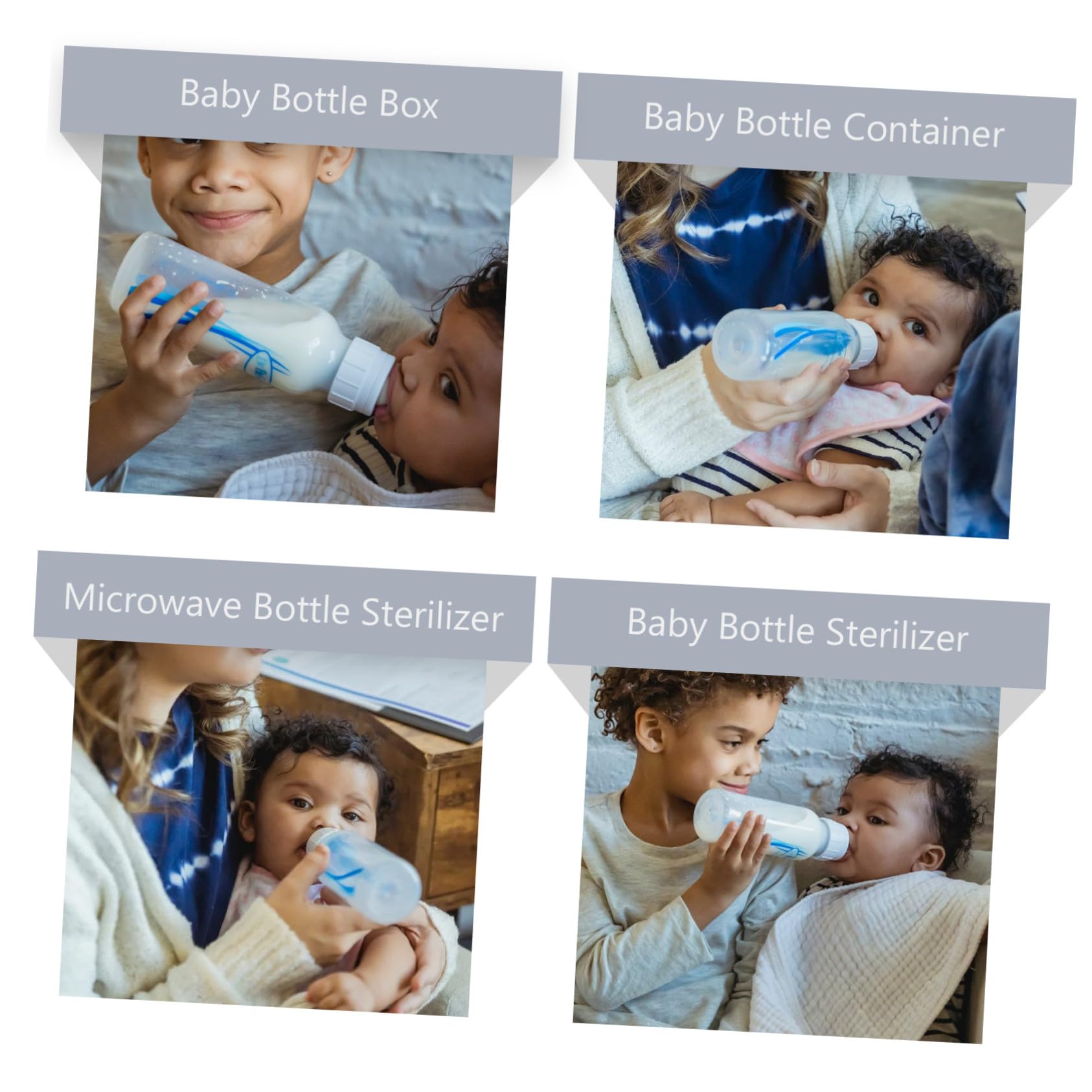 SUPVOX Contenedor para Biberones y Caja Esterilizadora para Microondas para Bebés Diseño de Tapa Protectora y Gran Capacidad de Almacenamiento en Material PP y ABS para Uso Hogar