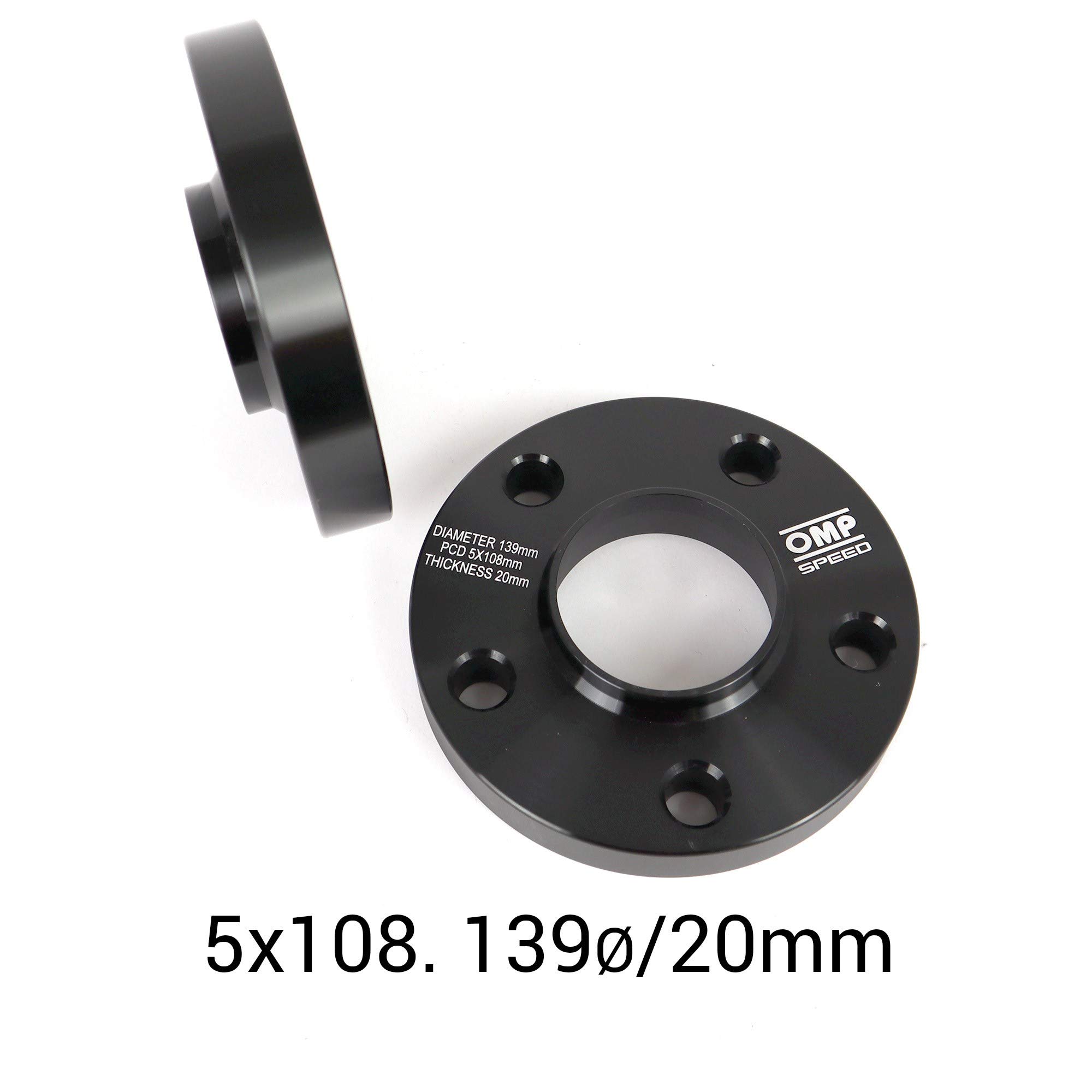 OMP Speed Zestaw Dystanse Podwójnie Centrujące Grubość: 20mm PCD: 5X108 CB.H: 63.4 CB.W: 63.4 OD: 139 Szpilki M12X1.5 Kolor Czarny
