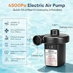 Electric Air Pump, AGPtEK Portable Quick-Fill Air Pump with 3 Nozzles, 4500 Pa 110V AC/12V DC, Perfect Inflator/Deflator Pumps for Outdoor Camping, Inflatable Cushions, Air Mattress Bed, Swimming Ring
