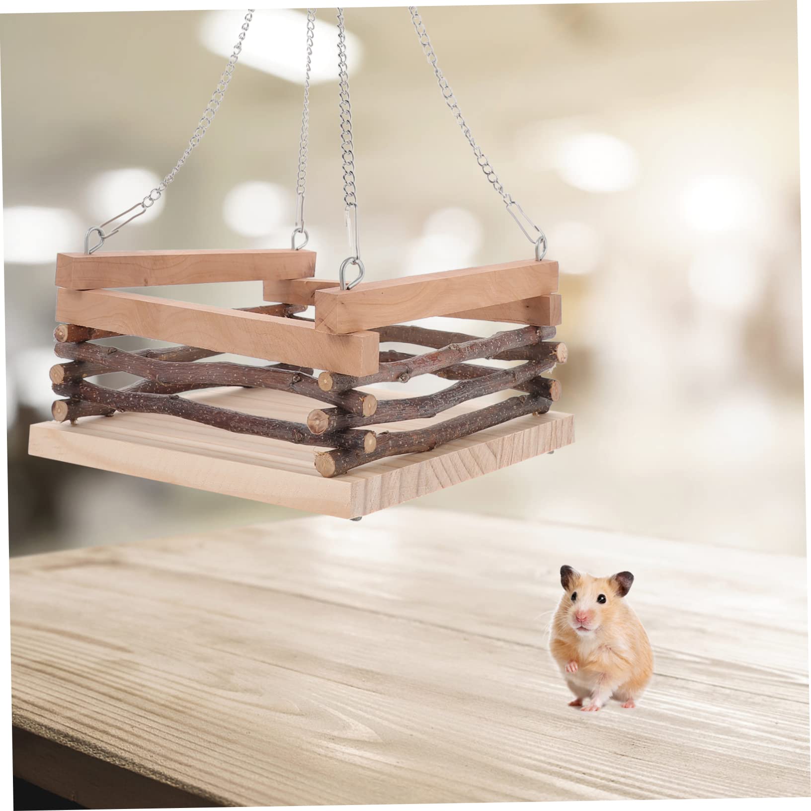 Holz Haustier Hängematte für Hamster und Rennmäuse mit Vier Ketten