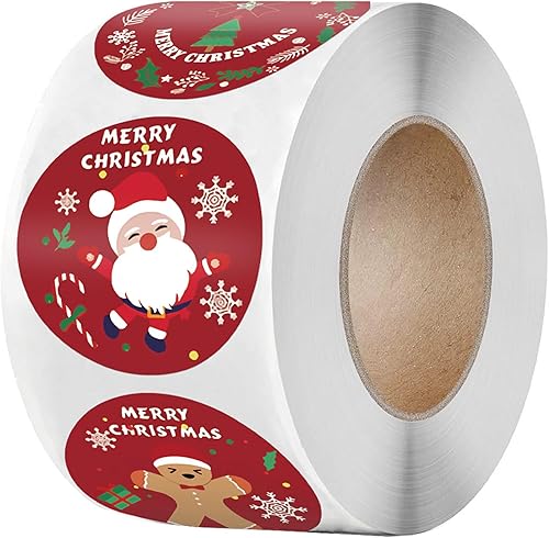 TraveT - 500 calcomanías navideñas en rollo para decoraciones de regalos de Navidad