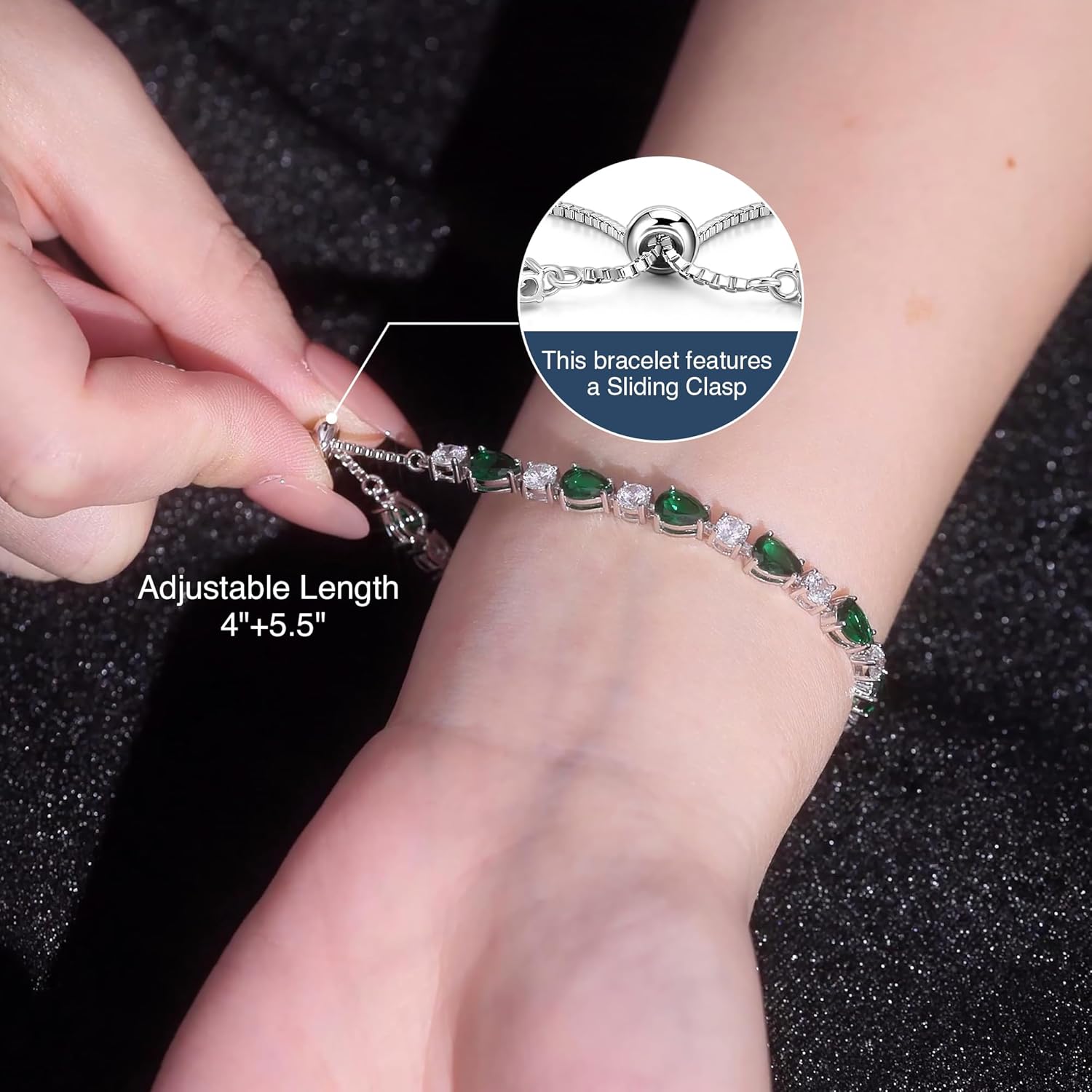 FANCIME Shine of Tears Birthstone Tennis bolo Bracelets Sterling Silver Tennis Bracelets Charm Fine Jewelry Birthday Gifts for Women Mom - Image 6