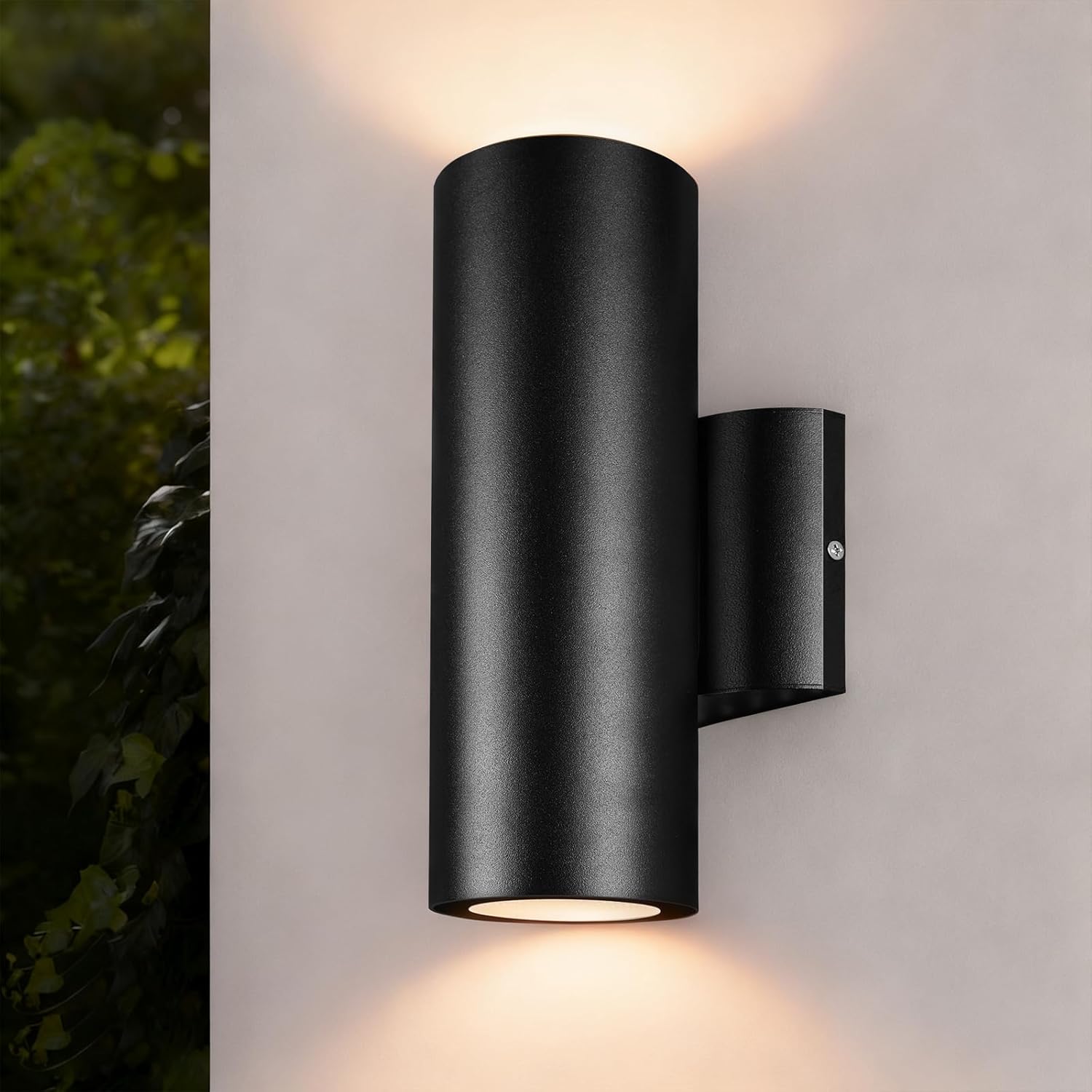 Modern Outdoor Cylinder Wall Lights 10.24", Porch Light 2700K Warm White, Up Down Lights, Matte Black Waterproof Wall Sconce, Aluminum, Exterior Light Fixture Wall Mount