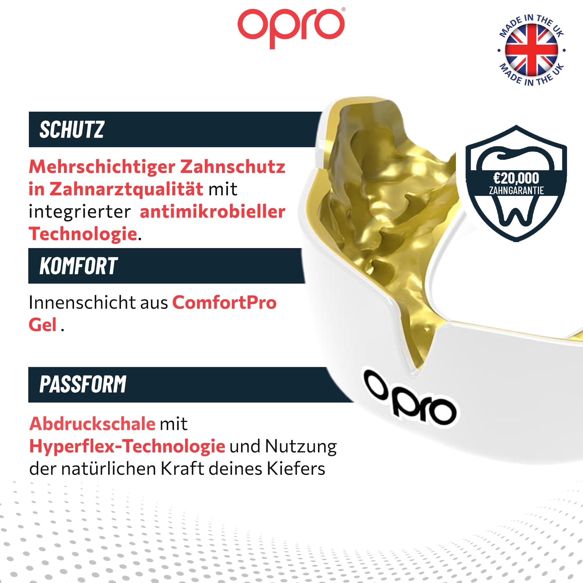 OPRO Mundschutz Instant Custom-Fit - Zahnschutz für Boxen, MMA, Kampfsport, Rugby & Hockey - Für Erwachsene & Kinder - Anpassbare Zahnschiene auf Zahnarztniveau - Mit zahnärztlicher Garantie