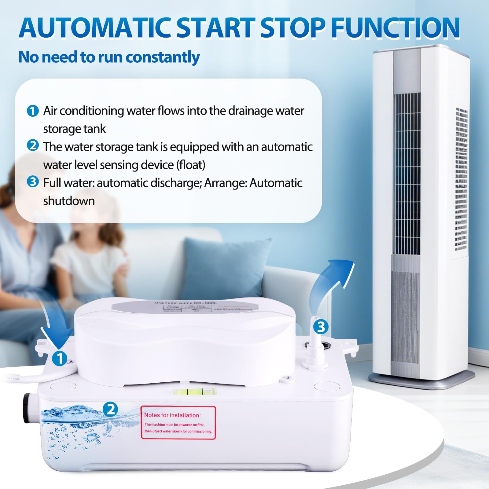 BAOSHISHAN Pompa di drenaggio dell'aria condizionata 360L/h Pompa di drenaggio della condensa per inferiore a 30 kilowatt Macchine/gelatiere/deumidificatori/congelatori di Cabinet