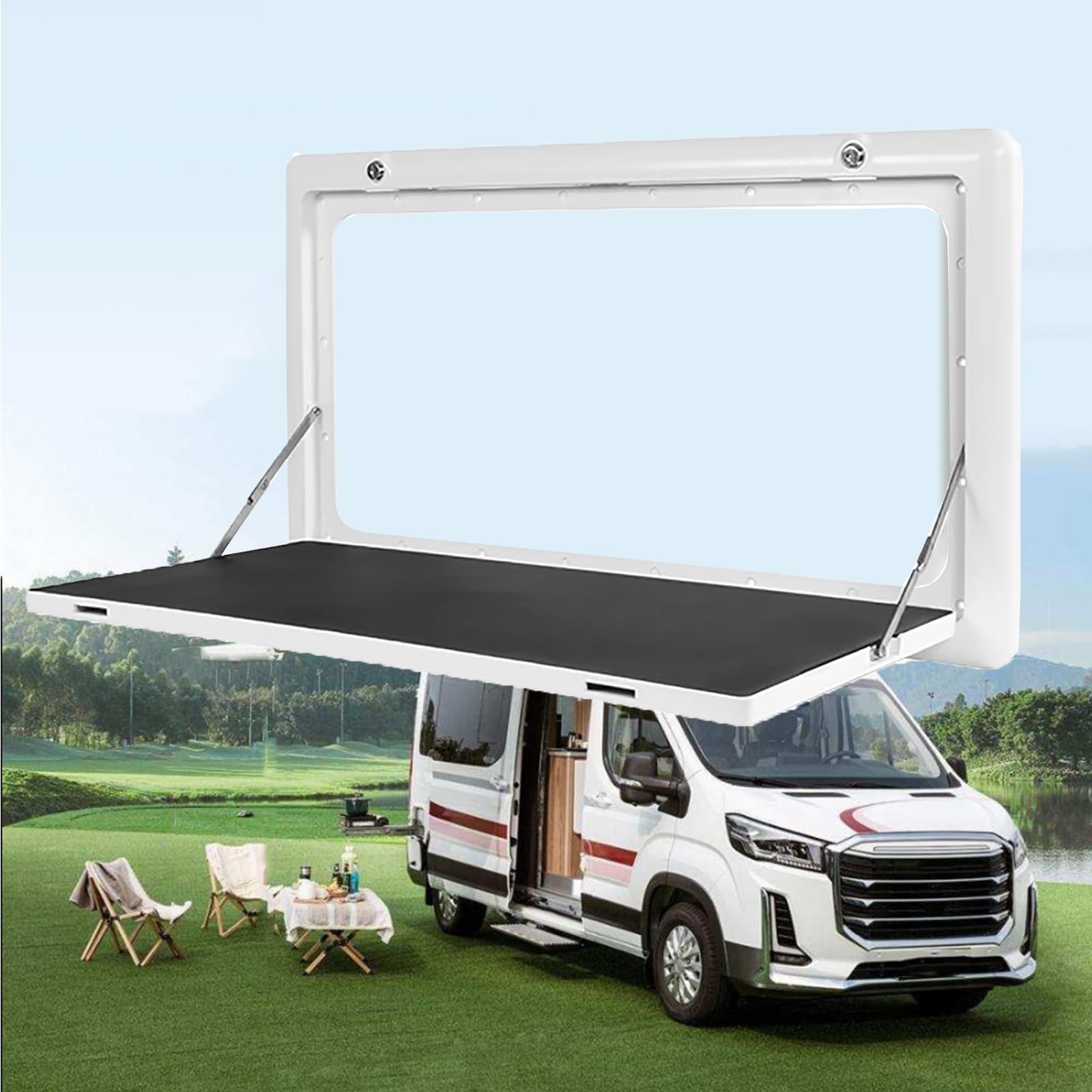 Tavolo Pieghevole da Esterno for Camper, Tavolo Pieghevole Campeggio, Tavolo Pranzo, con Luce, for Rimorchio Camper (Color : A with Lights)