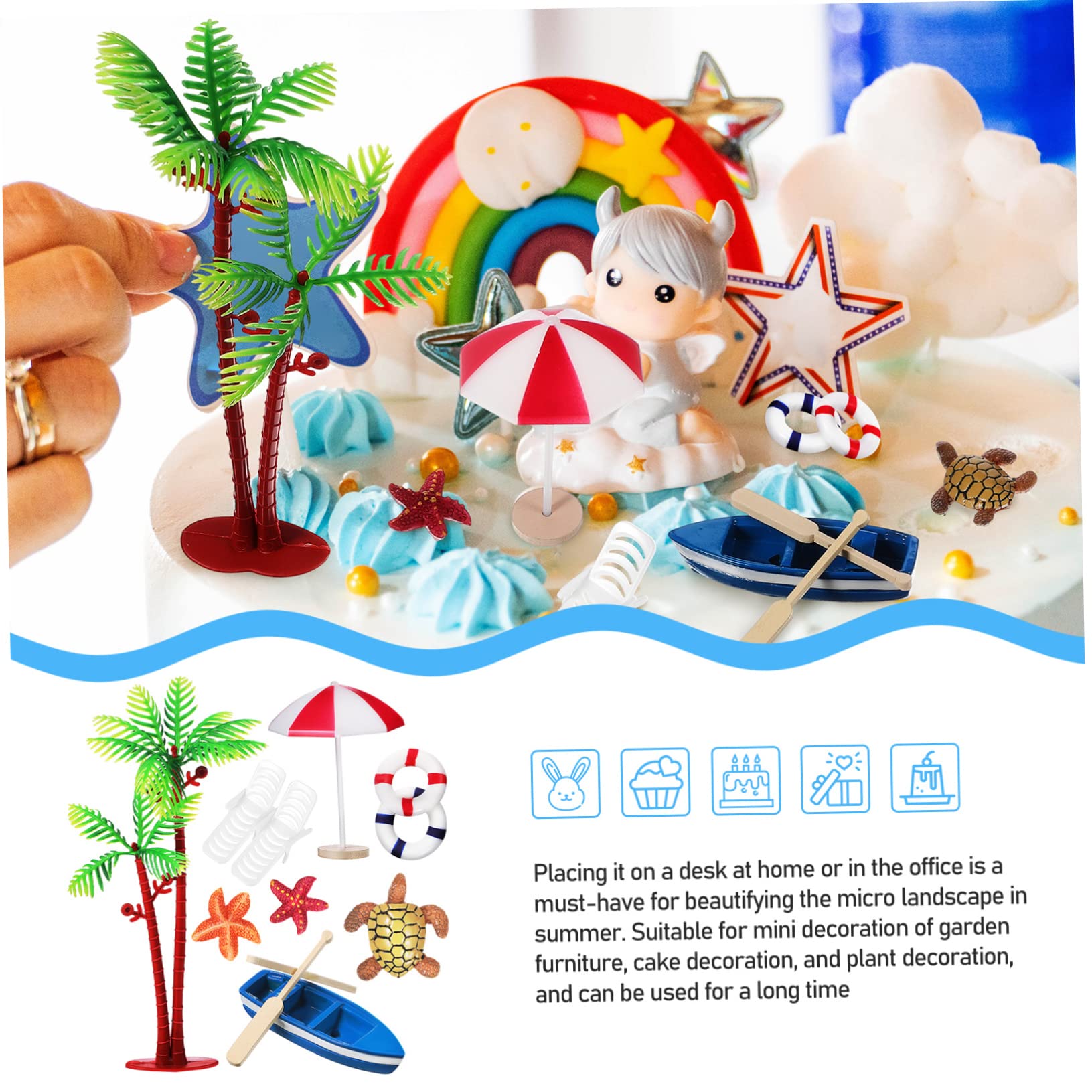 4 Sätze Kuchendekorationsverzierungen Sommerdeko Schwimmleine Cake Decoration Hochzeit Einrichtung Mit Strandmotiven Baum Partykuchendekorationen Kuchenverzierung Glas 10 Stück * 4