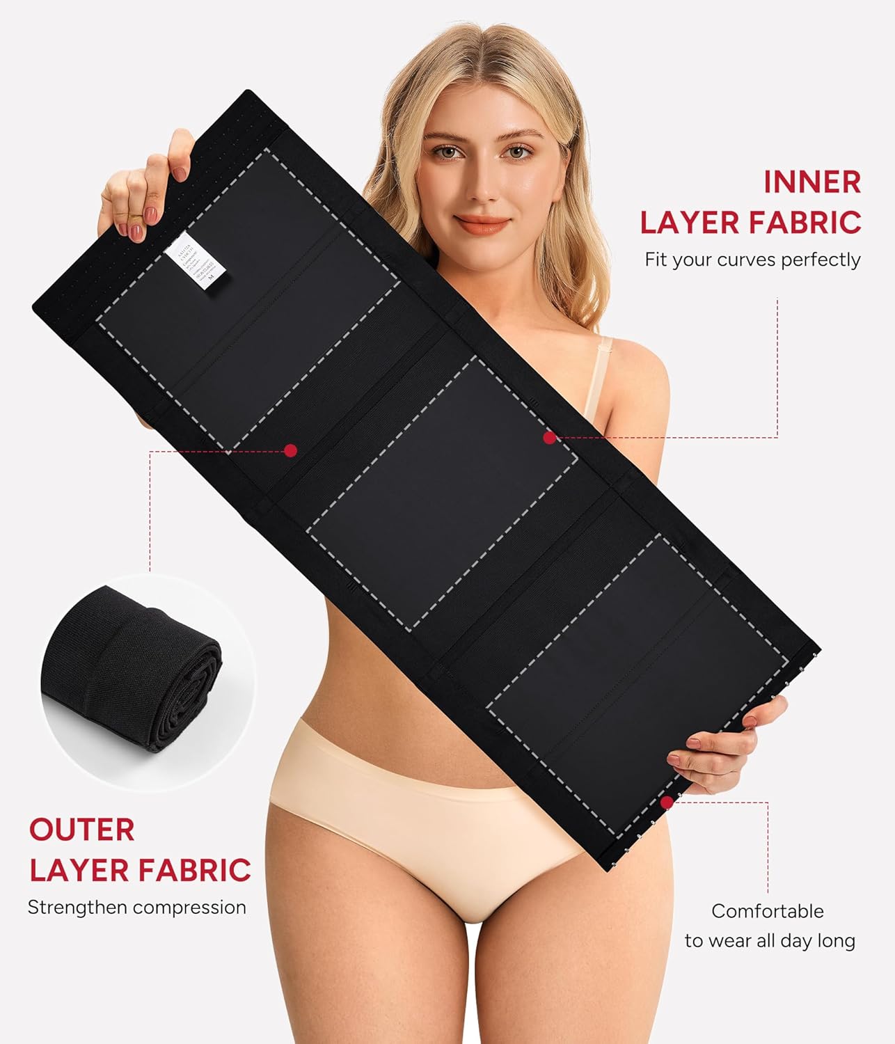 Nebility Postpartum Waist Trainer for Women Waist Cincher Corset Shapewear Faja Body Shaper Tummy Control - Image 2
