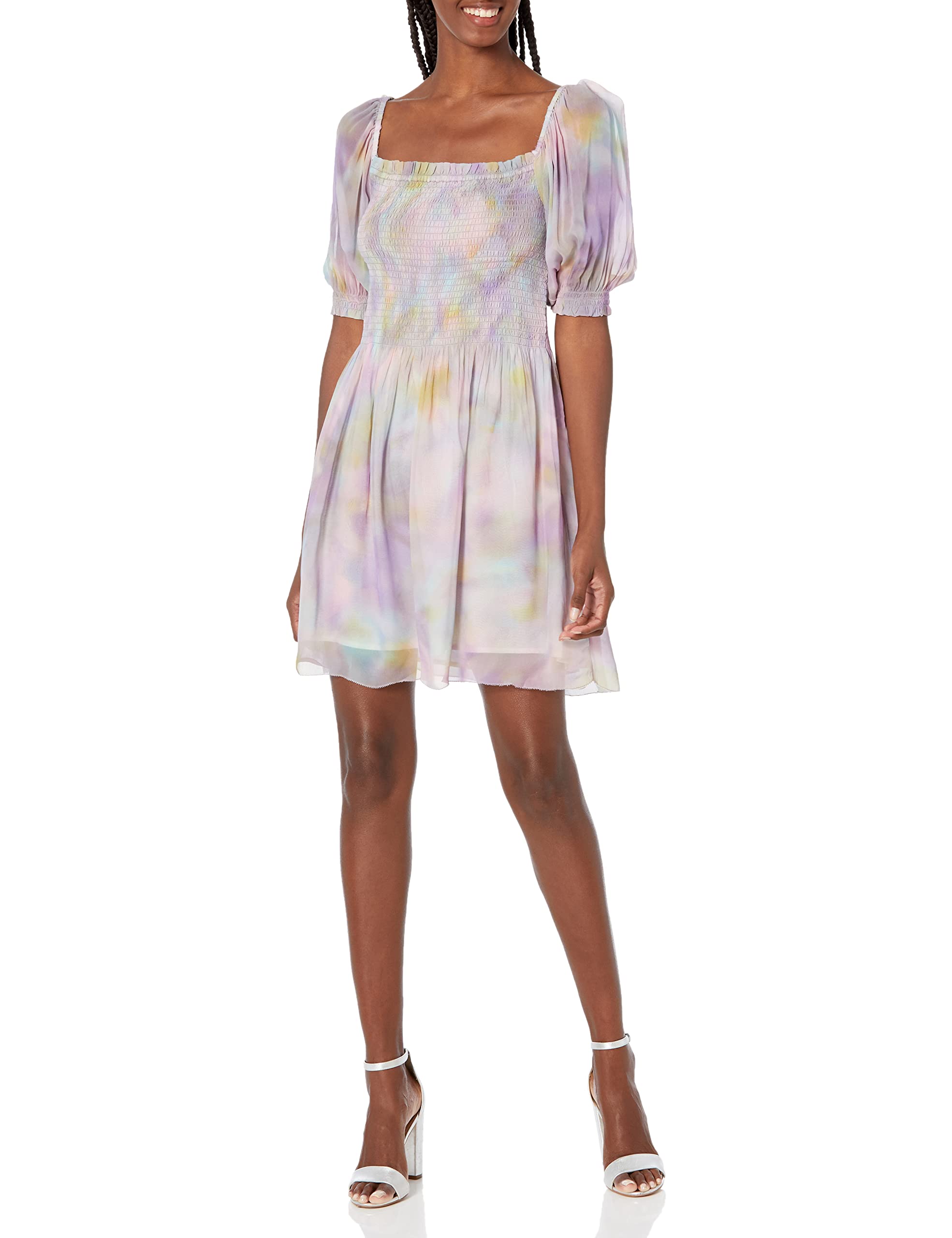 Velvet by Graham & Spencer womens Estella Viscose Georgette Smocked Above the Knee Dress Casual Dress