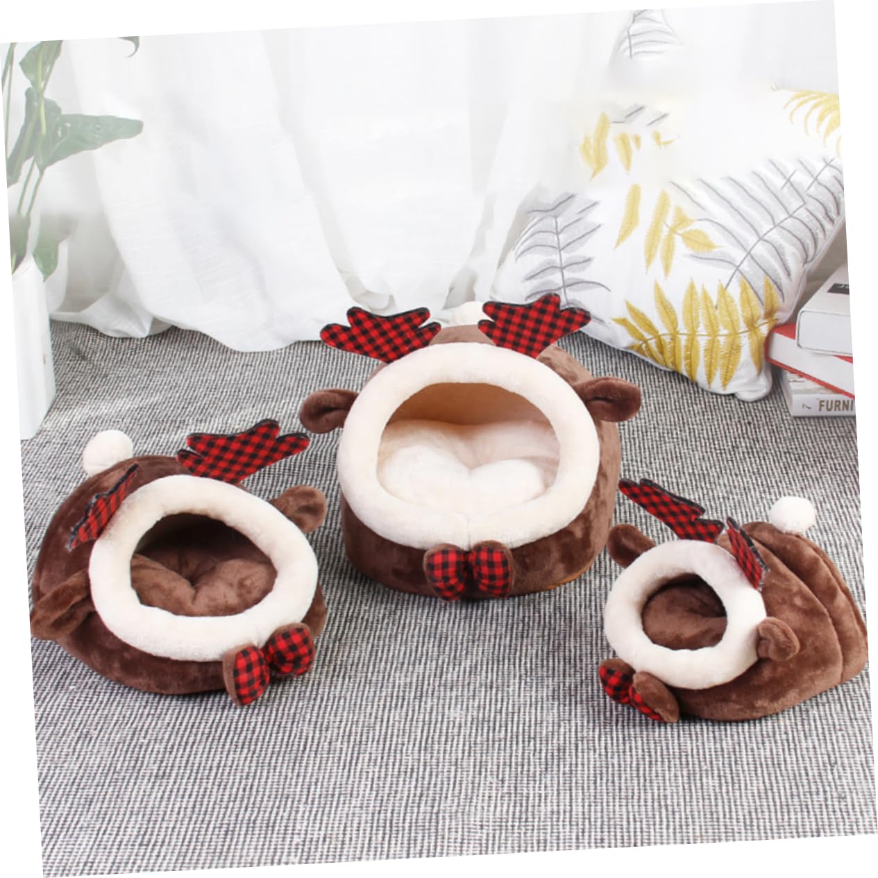 Sosoport Kaninchen Winterhaus Kaninchen Haus mit Kuschelbett Warmes Schlafhaus für Kleintiere aus Flanell Gefüllt zum Ausruhren und Schlafen