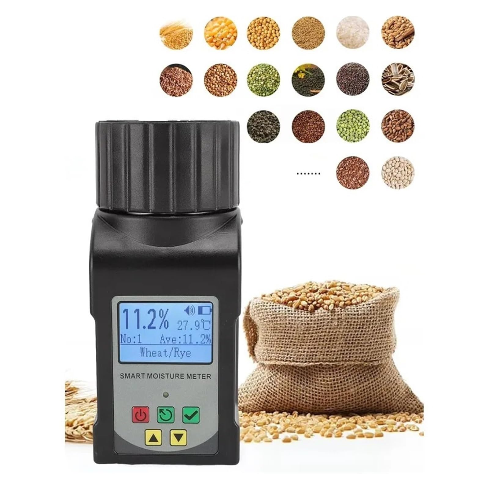 Feuchtigkeitsmesser, Intelligentes Digitales Getreidefeuchtigkeitsmessgerät, Feuchtigkeitstester For 25 Getreidearten, Mais, Kaffee, Weizen, Samen, Hygrometer, Feuchtigkeitsanalyse