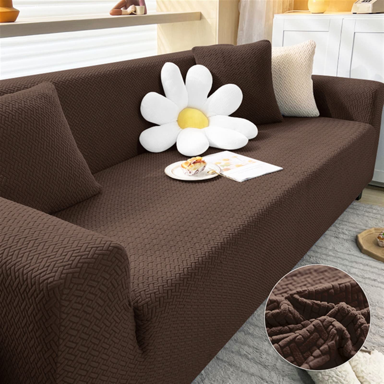 Housse de canapé 2 places extensible et lavable pour salon chic