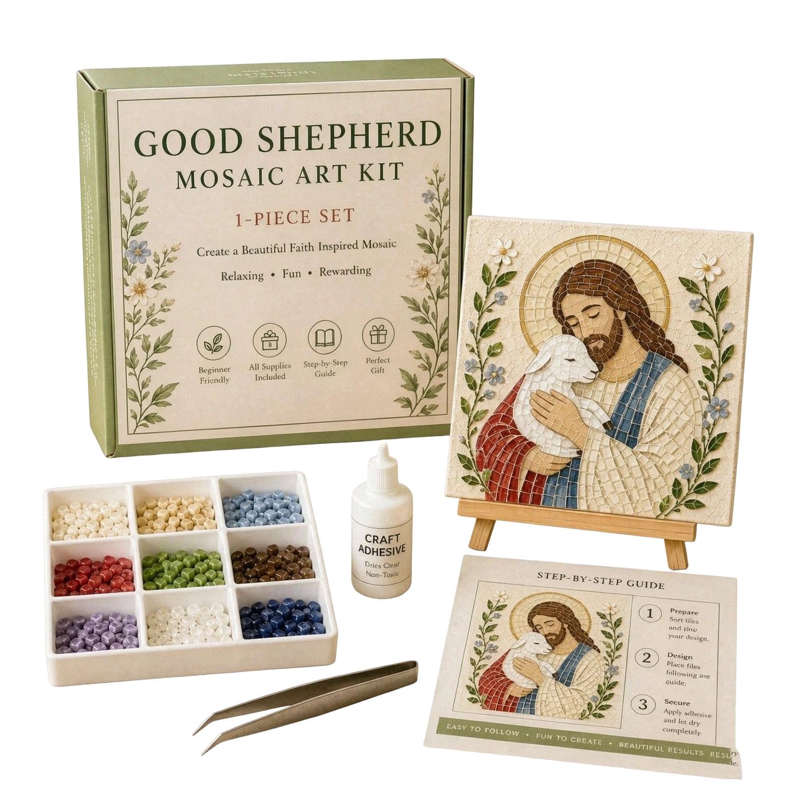 2026 Sea Glass Art DIY Craft Kit for Wall Design, Handmade Memorial with Christian Design, Creative Glass Art Project for Ages 3 and up, Includes Safety Accessories, Ideal