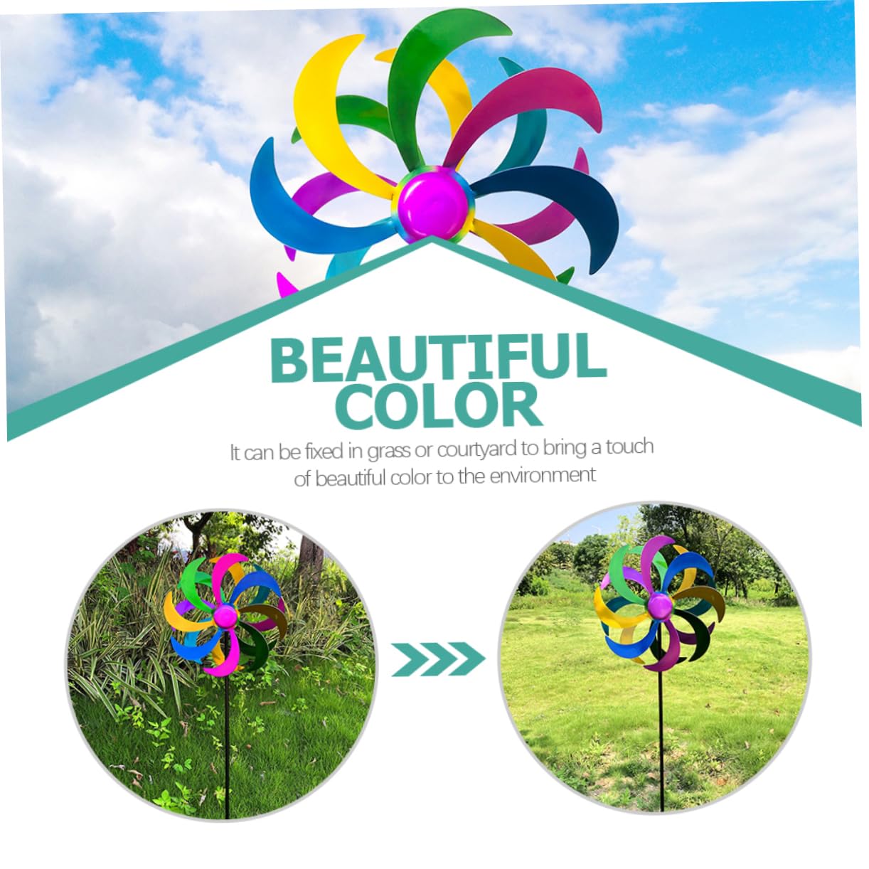 Milisten Bunter Junge Mädchen Windrad Spinner Garten Deko Windmühle Spielzeug Für Außenbereich Mit Regenbogen Design