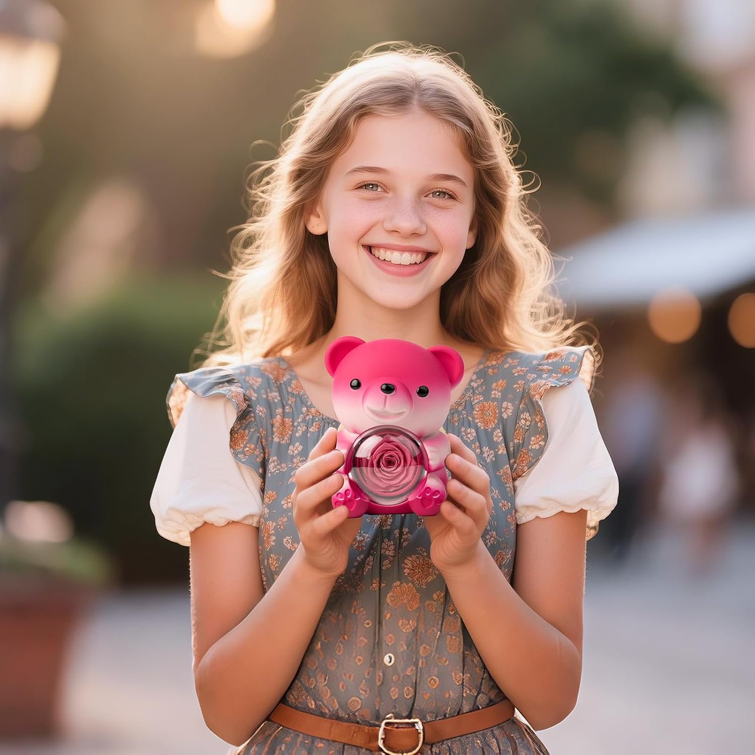 Cute Teddy Bear with Preserved Rose and Necklace, Elegant Bear Roses Gifts with Hidden Jewelry Box for Women, Girlfriend, Wife, Sister, Valentines Day Gift, Forever Eternal Rose Flower Decor - Image 5