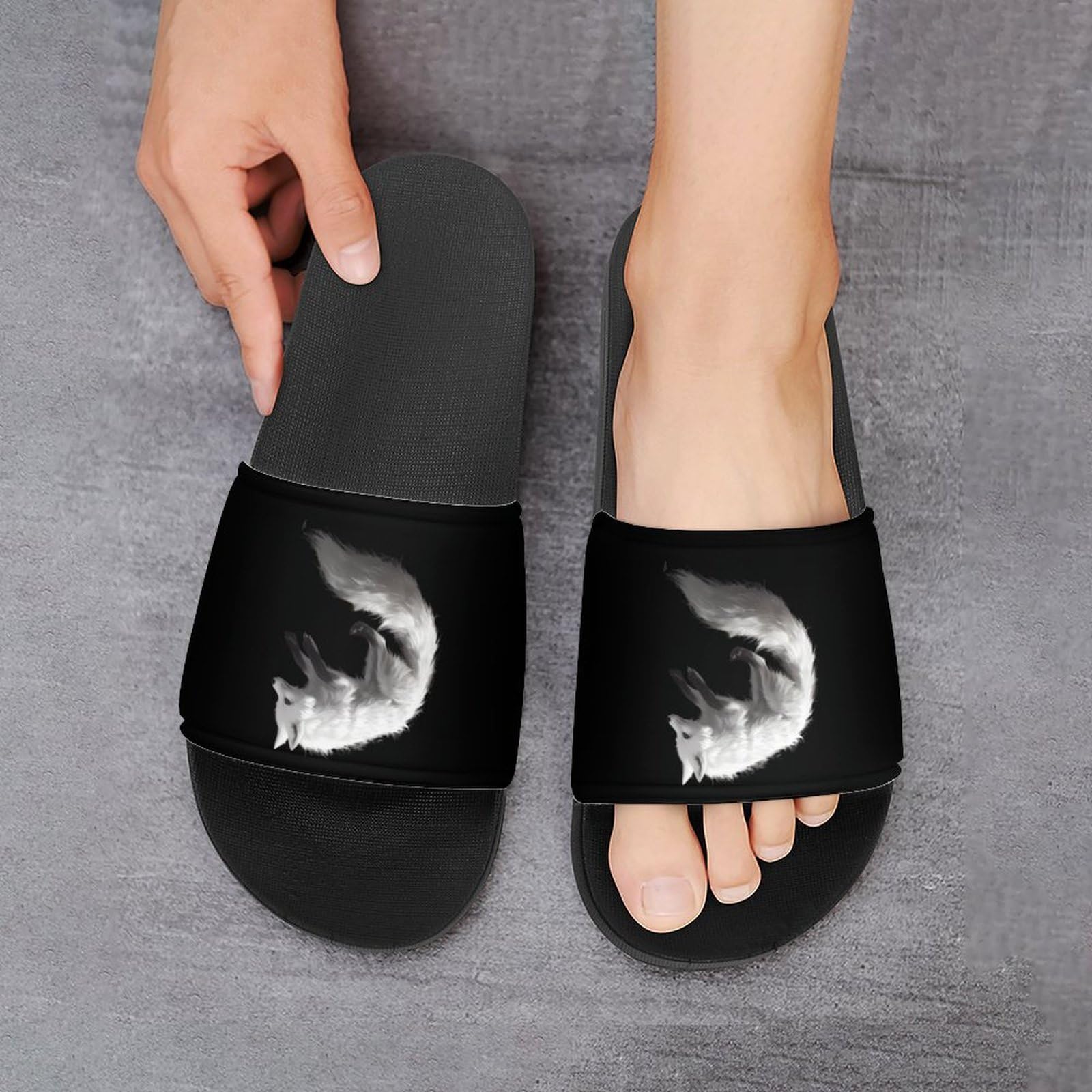 Fluffy Fox House Slippers Shower Slides Shoes