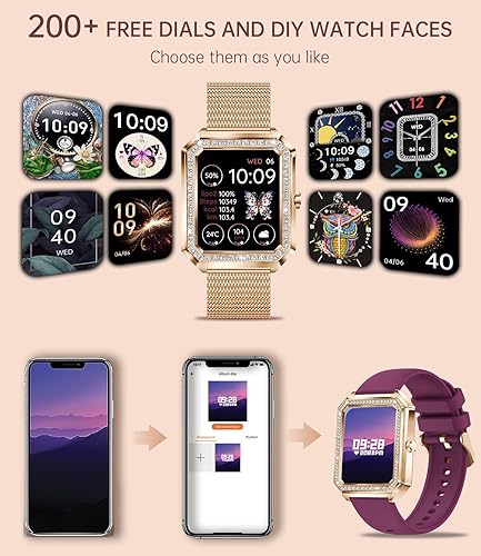 Miniatura 4 de Reloj inteligente para mujer (respuestahacer llamada) Smartwatch para teléfonos Android iOS 1.59 pulgadas HD rastreador de fitness con podómetro