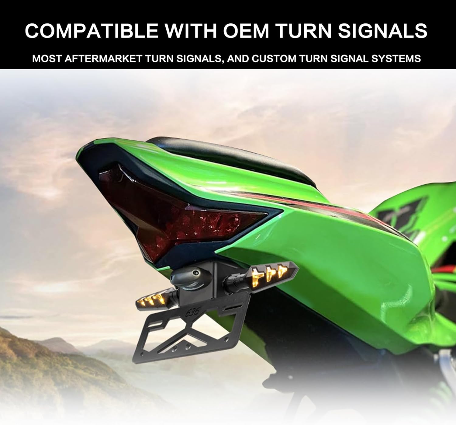 Ninja ZX-6R Fender Eliminator Kit – Plug & Play Aluminum Tail Tidy with Reinforced Mounts for Kawasaki ZX-6R / ZX6R 636 2019–2025 (OEM & Aftermarket Signals)