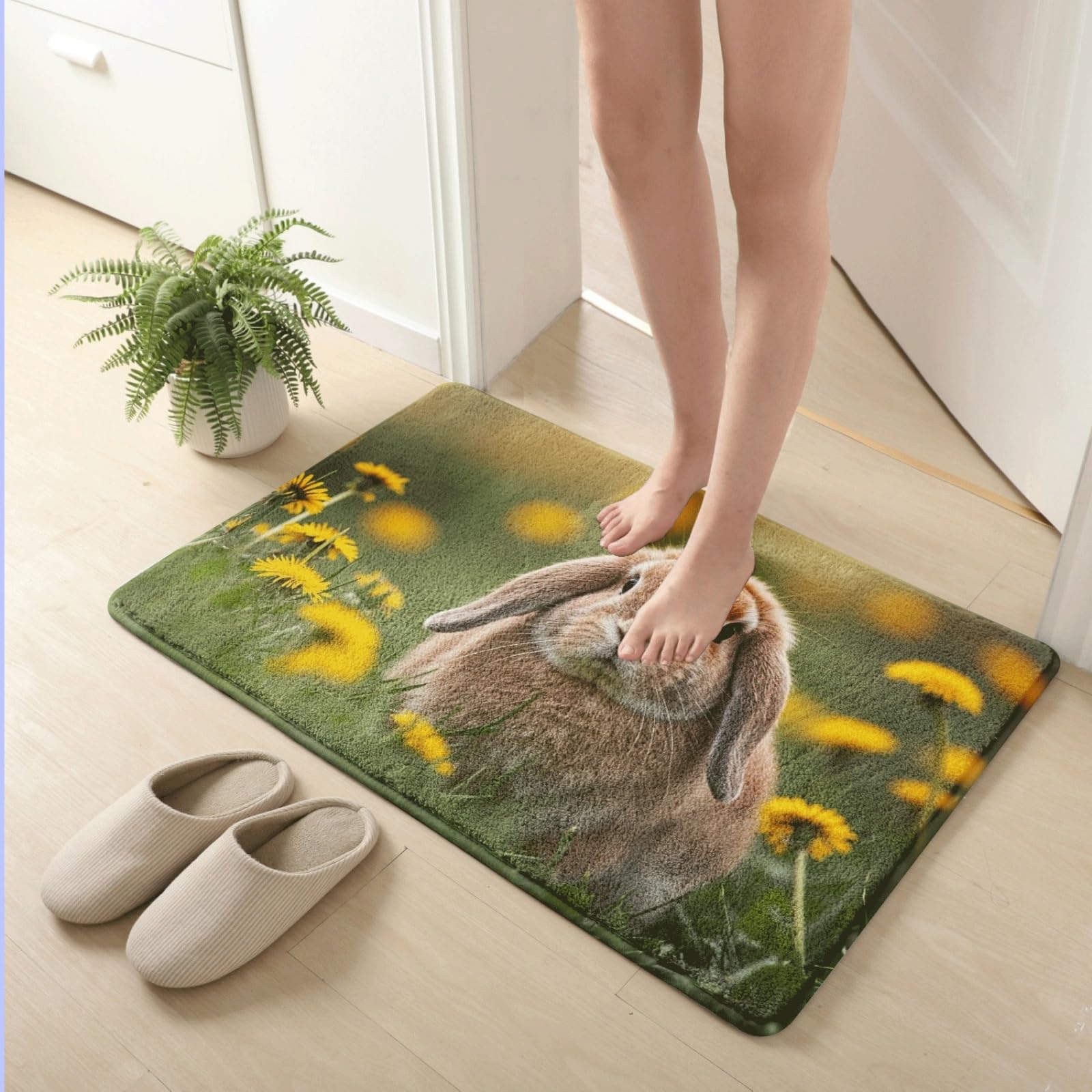 Alfombra De Baño 50X80Cm Conejo Gris Alfombras Baño Antideslizante,Microfibra Absorbente Alfombrilla,Lavable A Máquina,Suave Y Acogedora,para Dormitorio Sala Estar