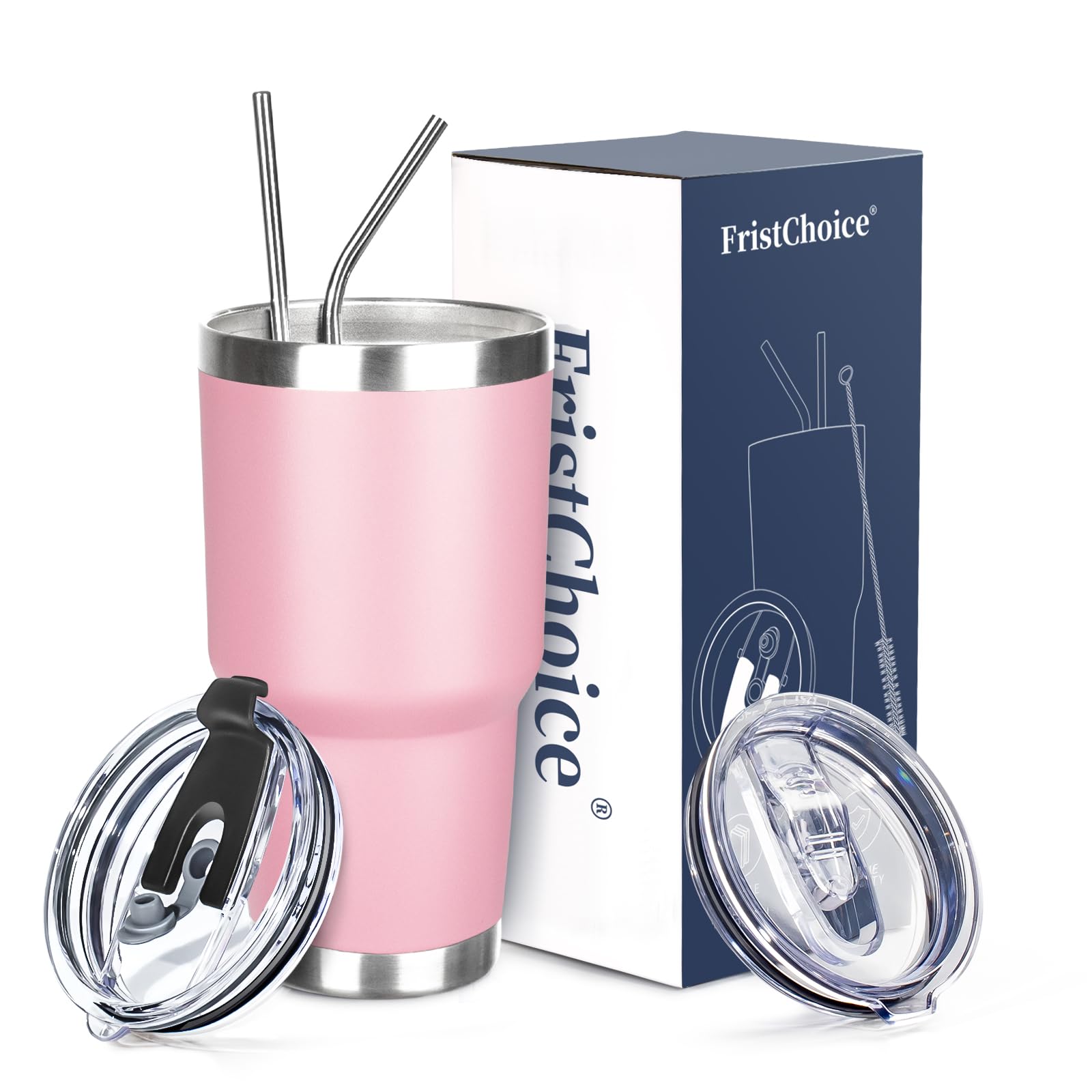 Amazon.com | FristChoice 30 oz Tumbler with Lids and Straws Double Wall  Vacuum Insulated Tumbler Cup,Stainless Steel Leak-proof Thermal Tumbler  Travel Coffee Mug for Cold and Hot Drinks,Sakura Pink: Tumblers & Water