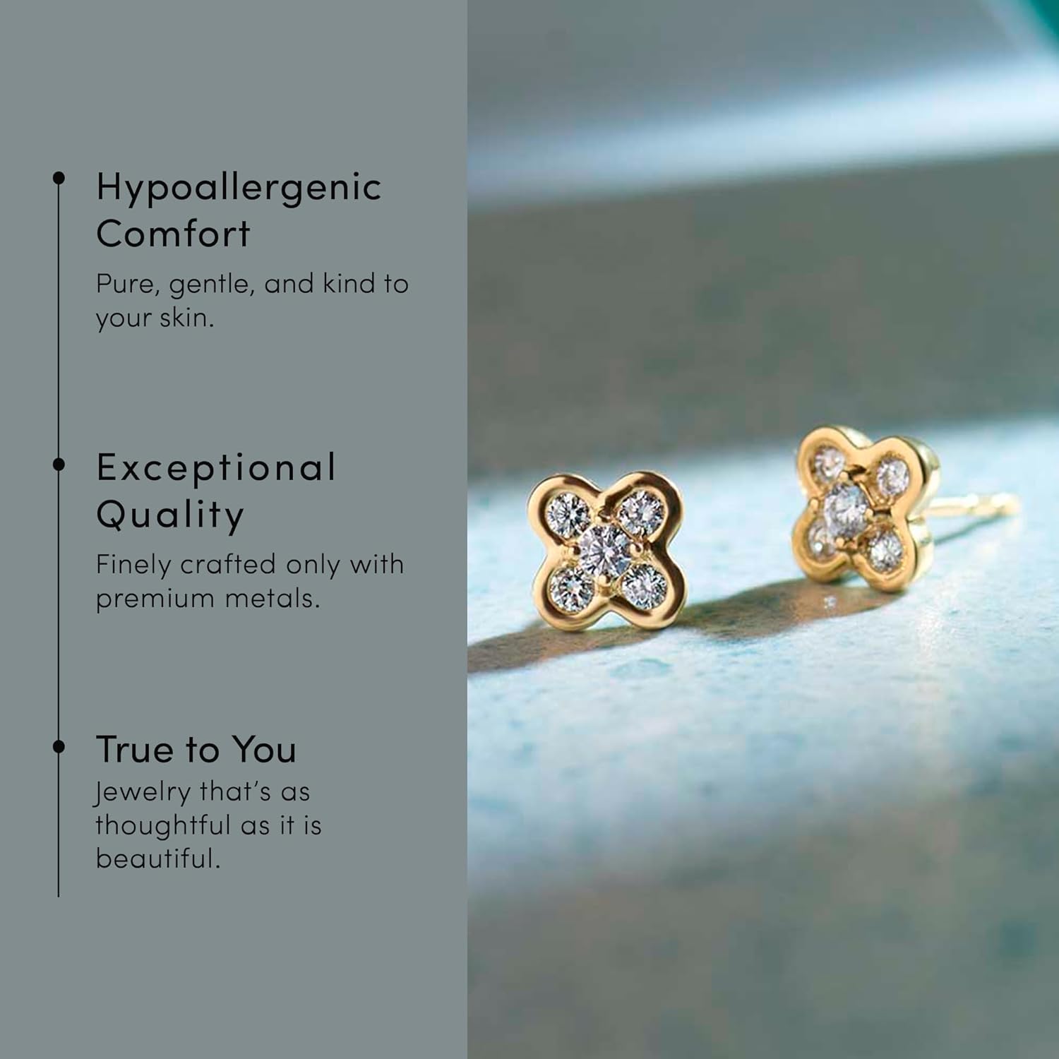 Petite Diamond Stud Earrings for Women, 1/5 Carat Lab Grown Diamond Studs, 925 Sterling Silver Jewelry with 14K Gold Vermeil, Hypoallergenic Gold & Sterling Silver Earrings, Free Jewelry Gift Box - Image 3