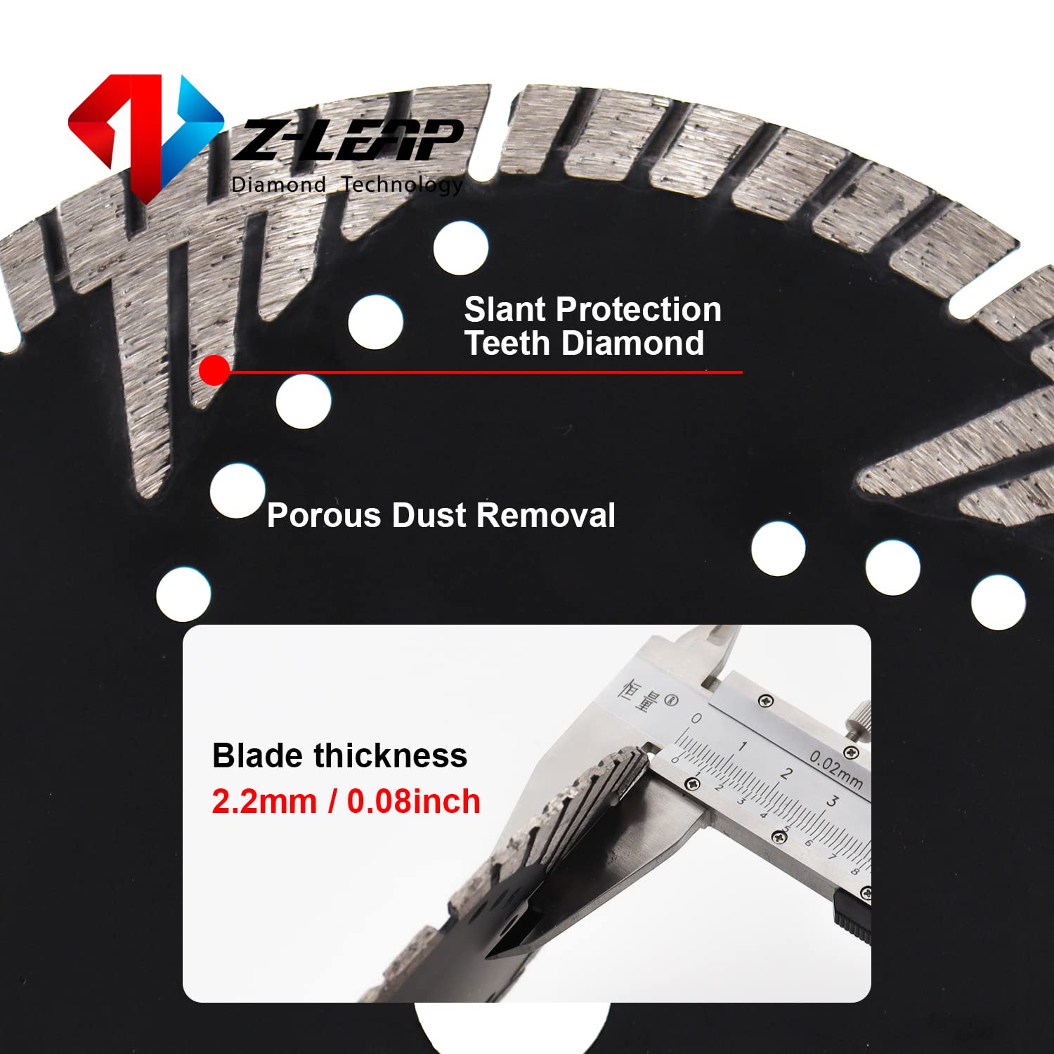 Z-LEAP Diamond Turbo Blades 8 MM Segments Saw Blade for Granite Mable Tile Concrete and Bricks Dry/Wet, 8 Inch - Image 2