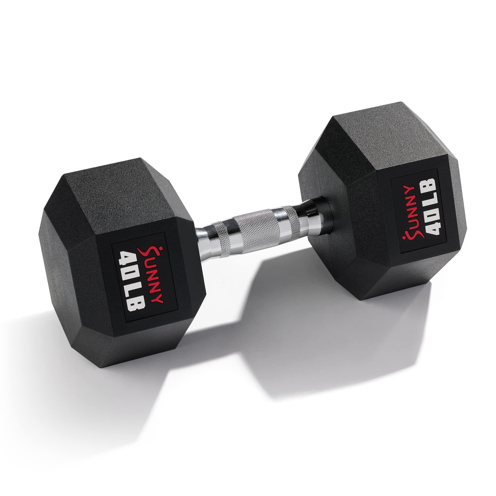 Sunny Health Fitness Hex Style Dumbbell 5 LBS TO 50 LBS Chrome Handles Hand Weight for Strength Training