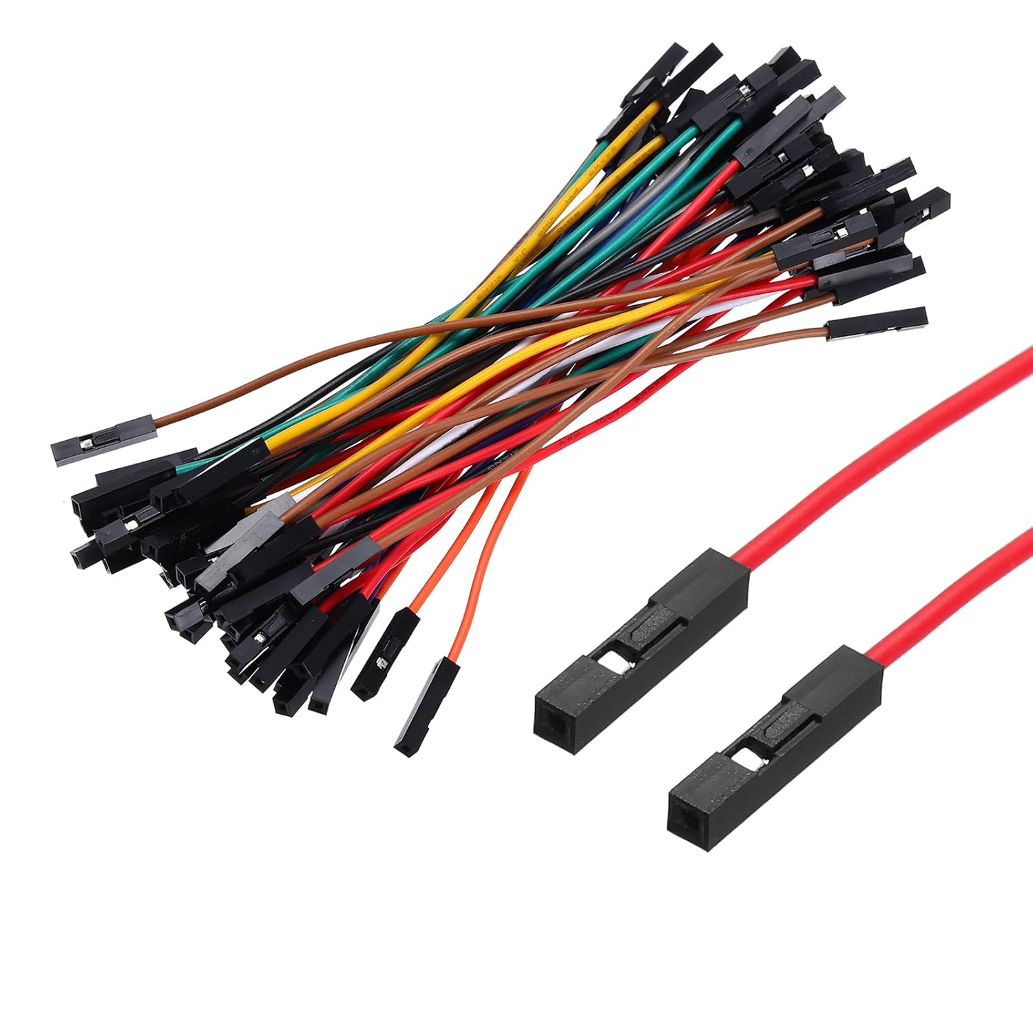 Generic Female to Female 1Pin Breadboard Jumper Wire 2.54mm Pitch Ribbon Cable 10cm Long Electronics Breadboard Ribbon Cables for Breadboard Electronic Projects Pack of 40