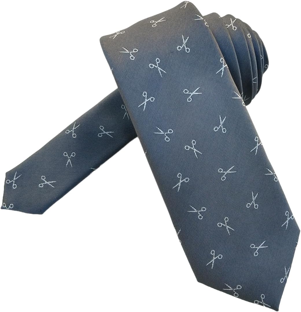 HOMIEBUDS Barber Necktie - Barber Tie - Scissors Necktie - Fashion Designer tie- Hairstylist Necktie - Men's Hairstylist Gift - Men's Barber gift - Men's Barbering Gift - Hairstylist gift for Men
