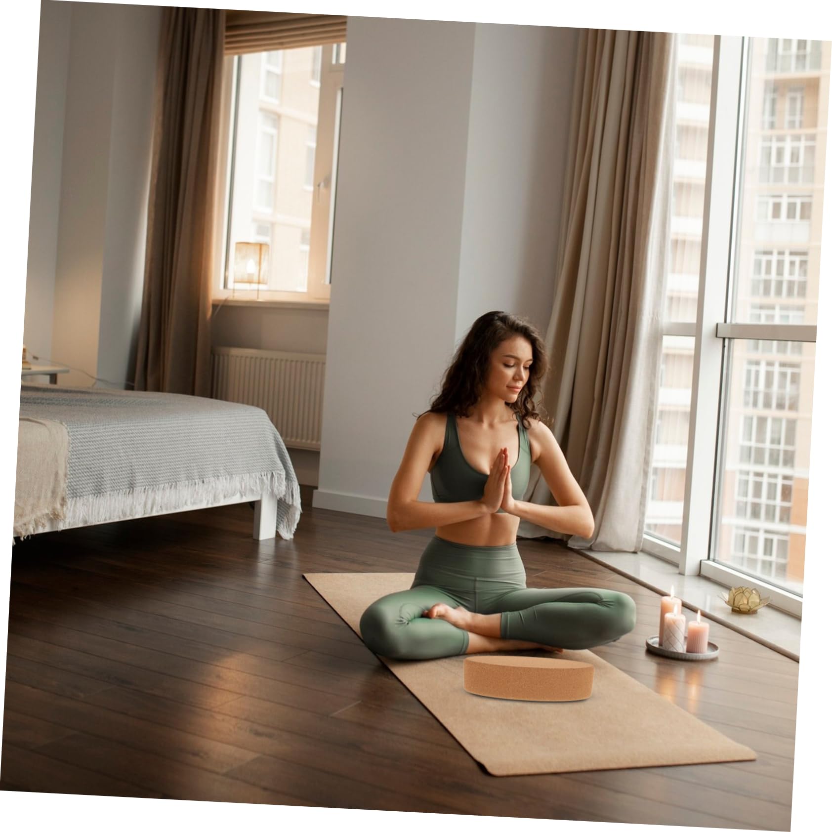 ibasenice Brique de Yoga Liège Souple Bloc Ovales pour Yoga Fitness Étirements et Renforcement Musculaire