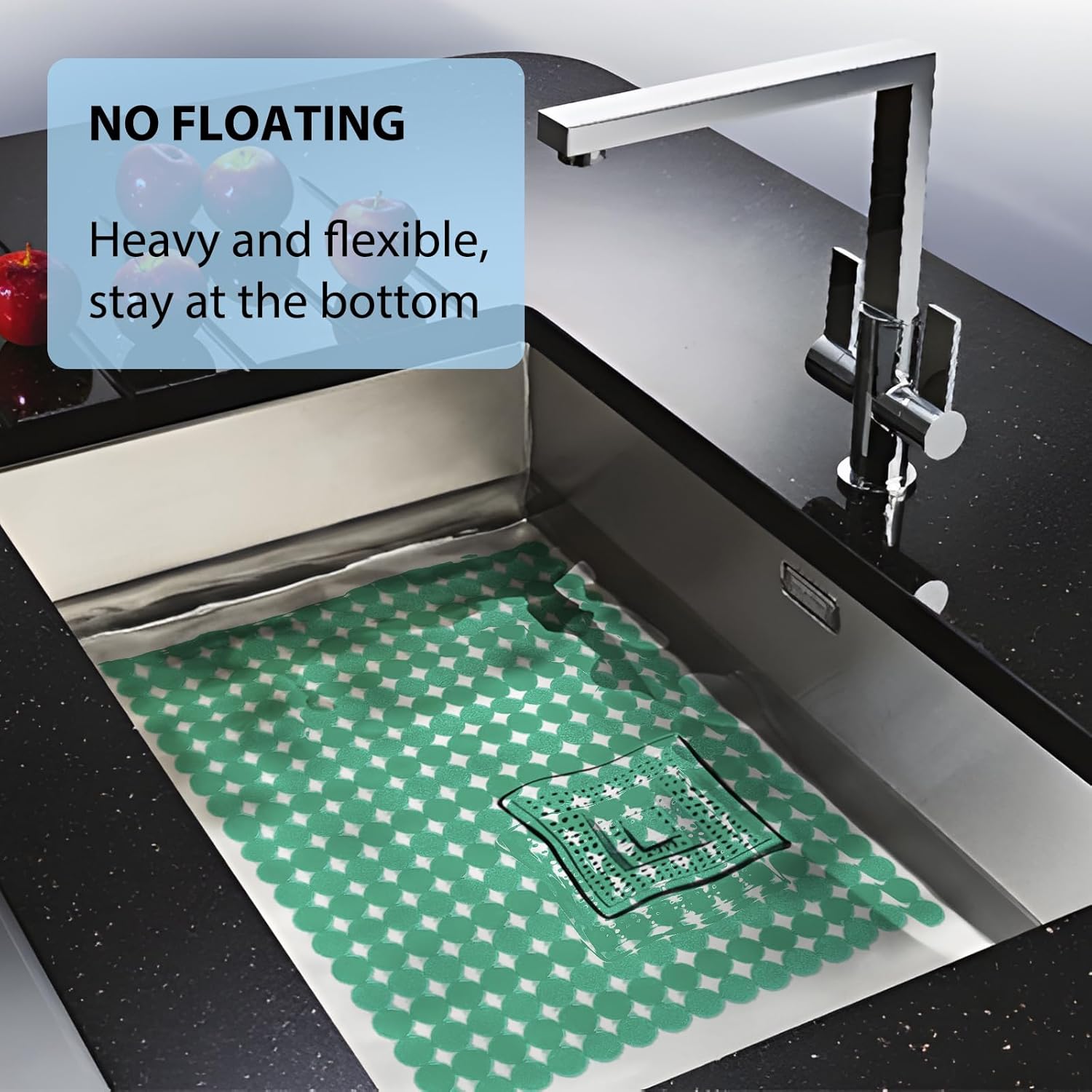 Kitchen Sink Mat,2 Pack Sink Protectors for Kitchen Sink,Sink Mats with Scissors for Stainless Steel/Ceramic Sinks, Fast Draining,Easy to Clean,Diy Cut,15.7 X 11.8 Inch(Light Green)