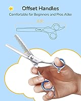 Vista 7 de ULG Tijeras de corte de pelo para niños, kit de corte de pelo de bebé de punta redonda de seguridad, juego de tijeras de corte de pelo con tijeras