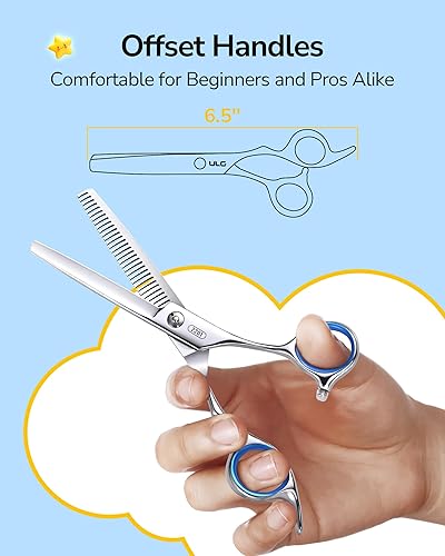 Miniatura 7 de ULG Tijeras de corte de pelo para niños, kit de corte de pelo de bebé de punta redonda de seguridad, juego de tijeras de corte de pelo con tijeras