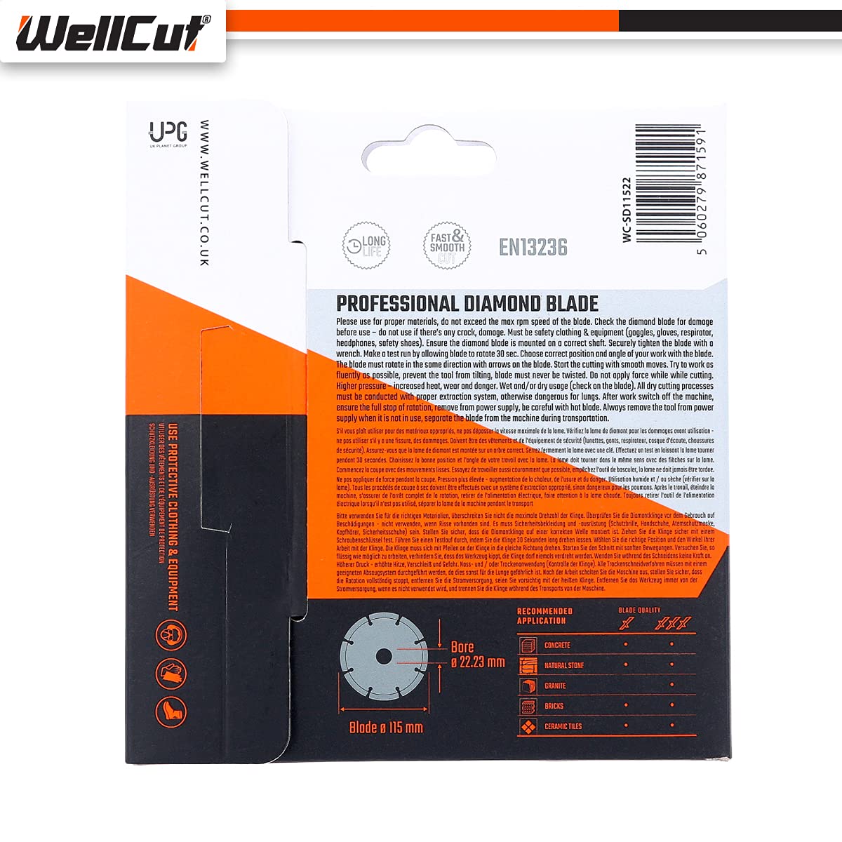 WELLCUT WC-SD11522 diamentowe ostrze ekstremalne 115 mm x 22,23 mm otwór