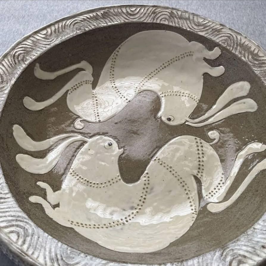 小島鉄平てつ工房ウサギ柄の超大皿