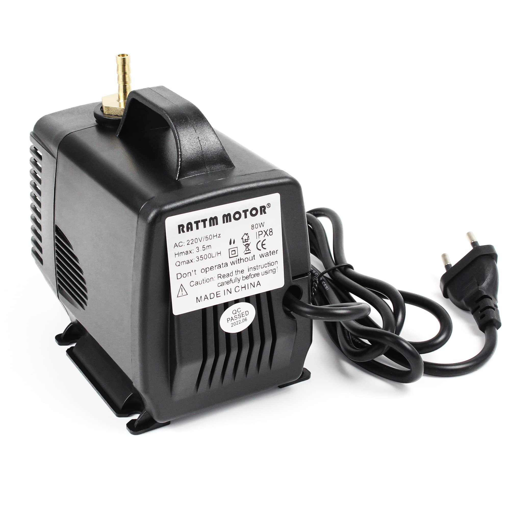 RATTMMOTOR CNC Bomba de agua 80 W 220 V 3,5 m Bomba sumergible 3500 L/H para router CNC 3 kw/2,2 kw/1,5 kW/0,8 kW motor de husillo máquina de grabado de refrigeración