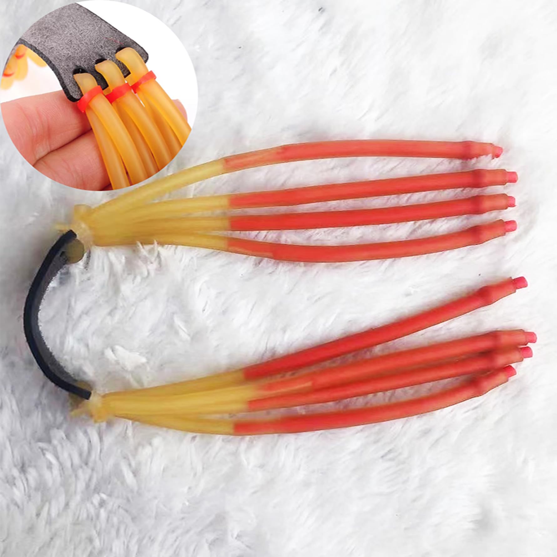 FTYSXP Specially Designed Slingshot Rubber Bands - Wolf 4-Card 8-Strand High Rebound Latex, Black, 3 Pieces