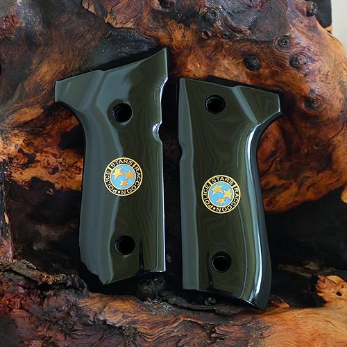 Beretta 92FS, 92, 92F, 92A1, 92FS INOX, 92G, 92D, 96, 96D, 96A1, M9A1 compatible con Samurai Edge Raccoon City Stars Logo Grip (acrílico negro)