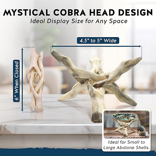 Miniatura 3 de Alternative Imagination - Soporte tipo trípode de madera, perfecto para conchas de abulón, bolas de cristal y más.