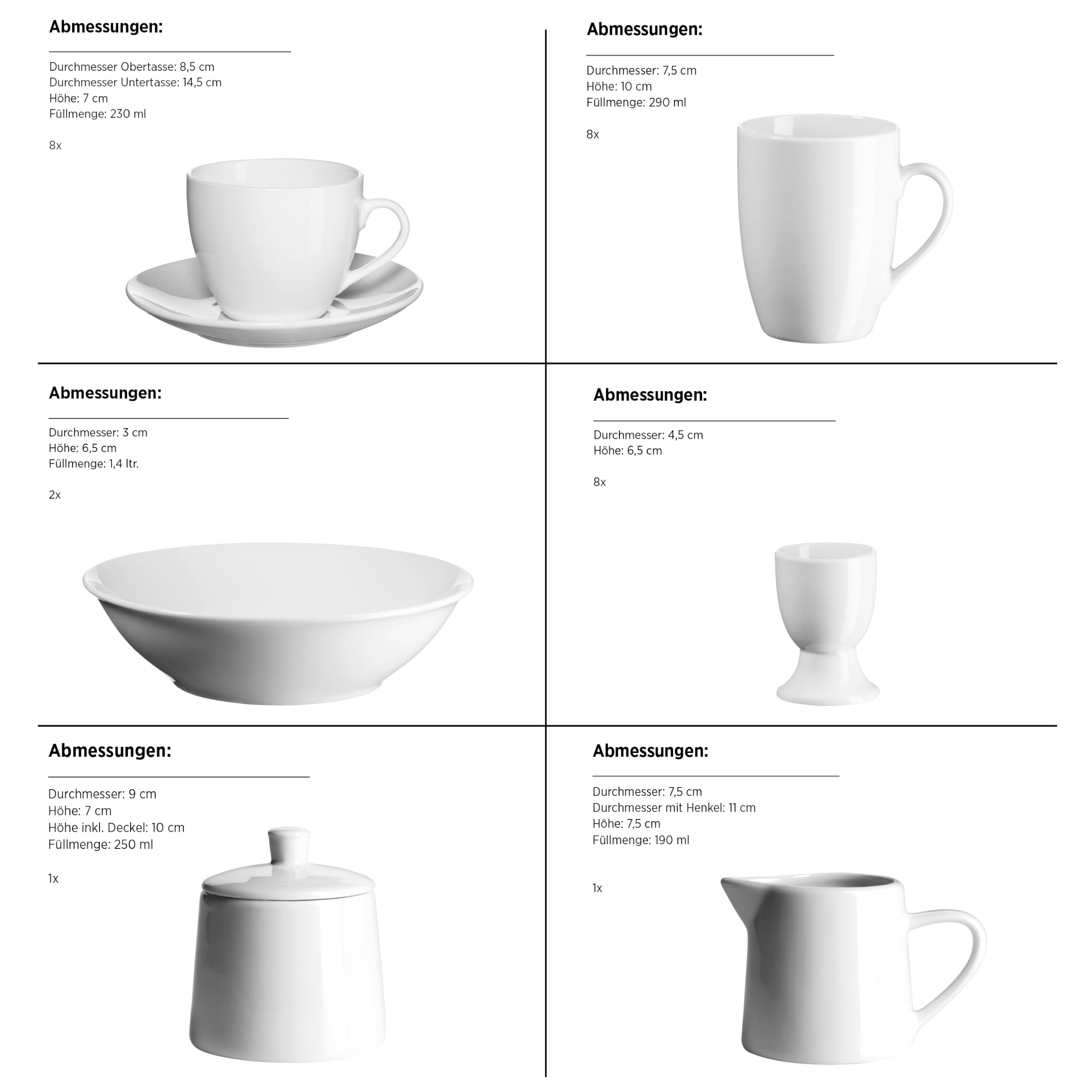 Série Prospero, Service De Table Haut De Gamme Pour 4 Personnes, De Qualité Gastronomique, Lot De 8 Assiettes Modernes Dans Un Style Vintage Unique, Bleu, Porcelaine Durable