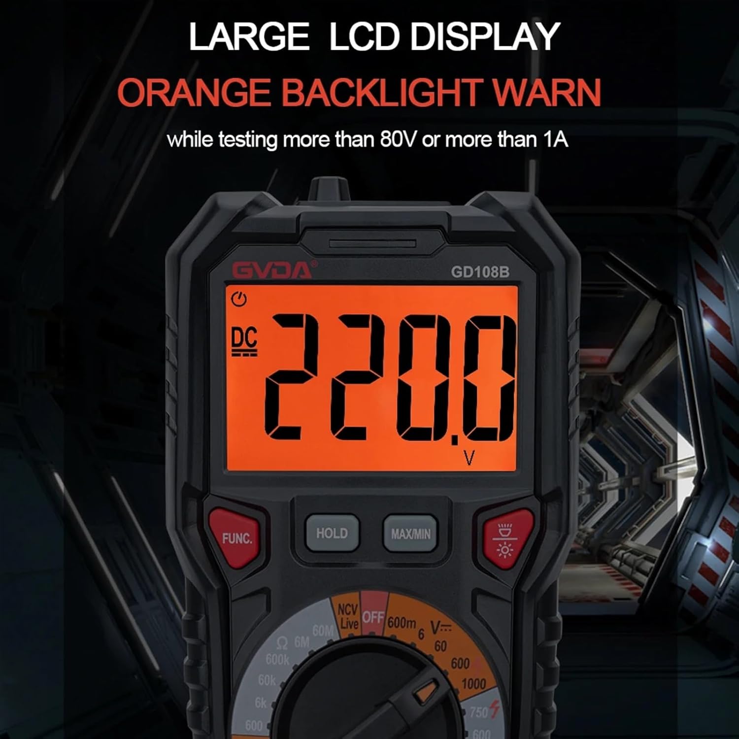 Digital Multimeter Ture RMS Auto Range 6000 Counts Multimetro 1000V 10A AC Ohm Hz NCV Live Voltage Temperature Meter(GD108A Auto Range)