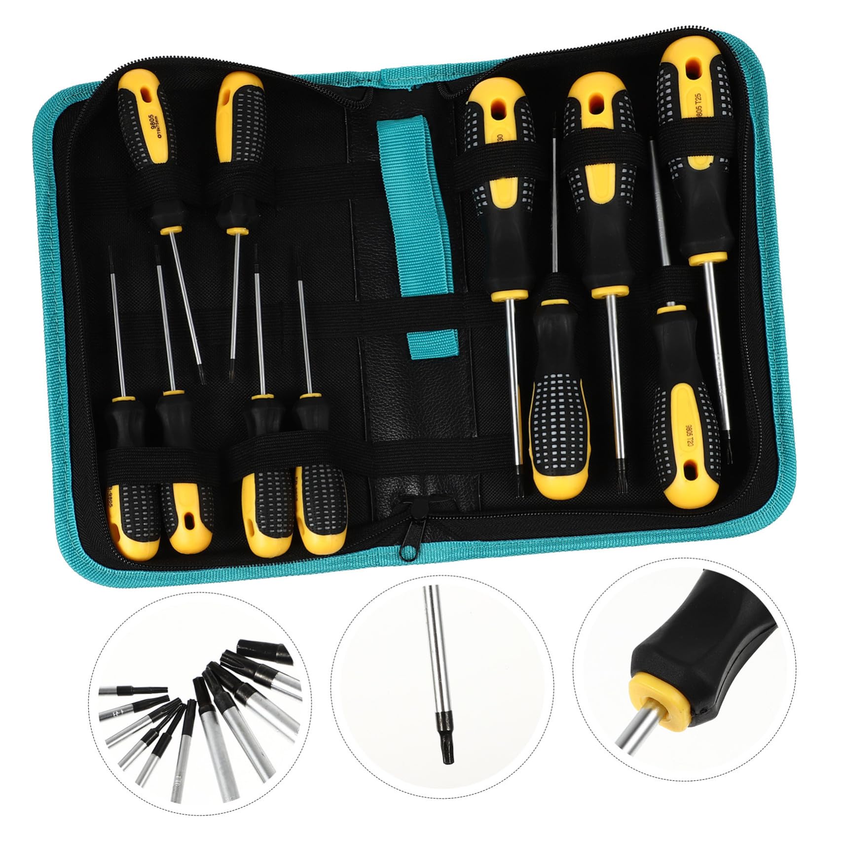 Juego de Destornilladores Estrella Manual 11 Piezas T5-t30 | Acero al Cromo-vanadio, Mango Ergonómico Mejor Torque, 1 Set para Trabajo Profesional y Uso Doméstico