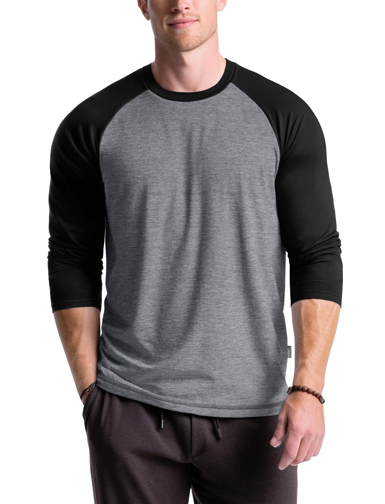 Raglan Shirt Men Long Sleeve Colorblock Baseball Tee